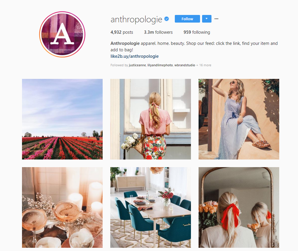 Anthropologie Instagram