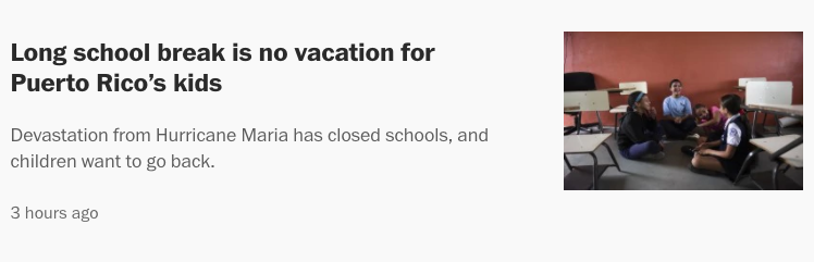 good headline: long school break is no vacation for Puerto Rico's kids