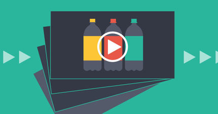 three plastic bottles on a video graphic
